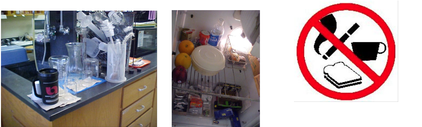 Food and drink next to chemicals
