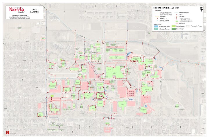 UNL East Campus Storm Sewer Map 2025