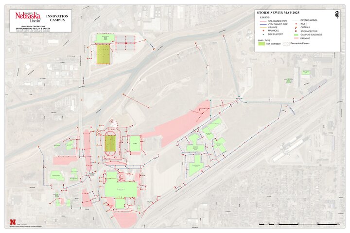 UNL Nebraska Innovation Campus Storm Sewer Map 2025