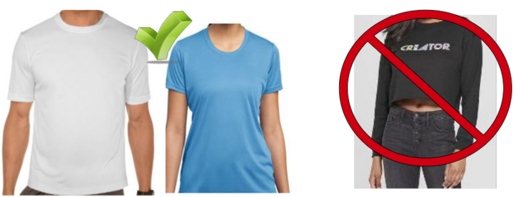 Examples of clothing to wear