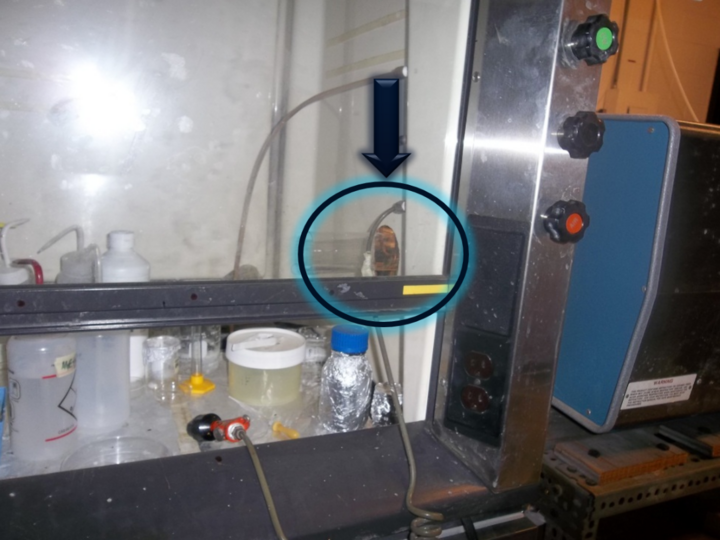 Ventilated Cabinet: VEN02 Fume Hood Integrity Compromised